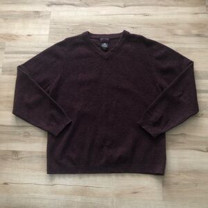 Christopher Rand Rich Maroon V-Neck Pure Wool Sweater